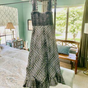 GANNI Checkered Seersucker Midi Dress